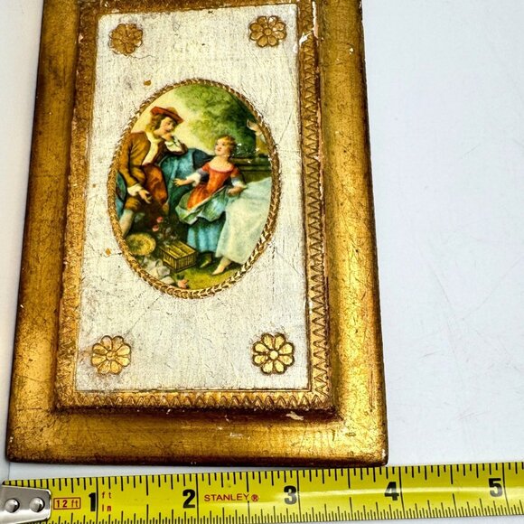 Vintage Florentine Giltwood Plaque Scene Artwork Handmade In Italy - Picture 4 of 12